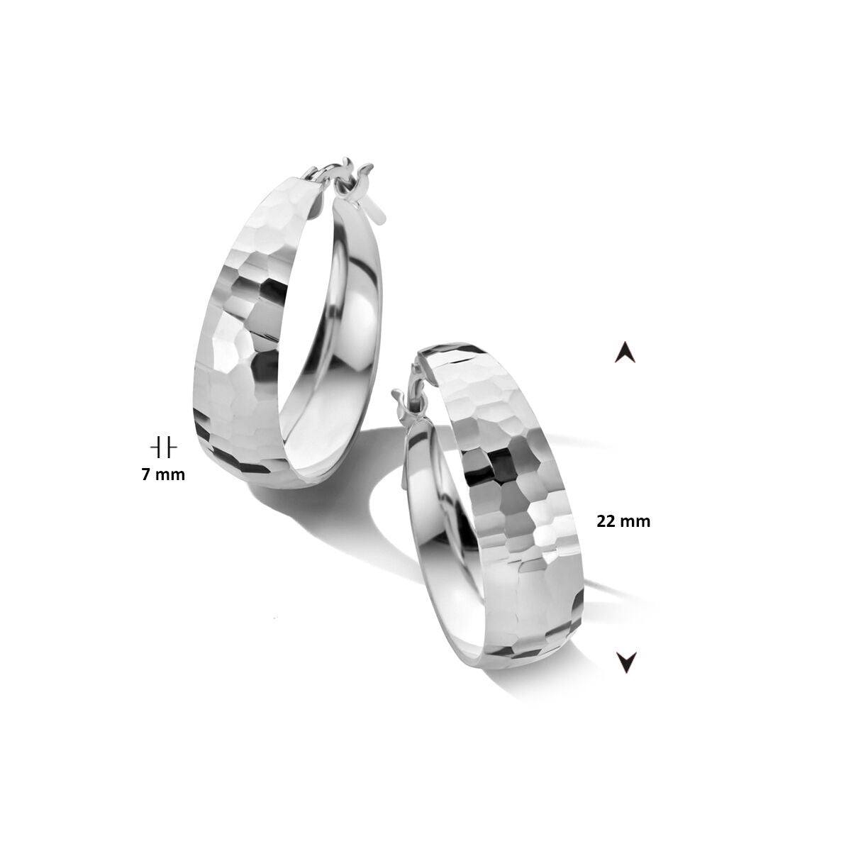 Rhodinierte Silberohrringe 7,0 mm breit