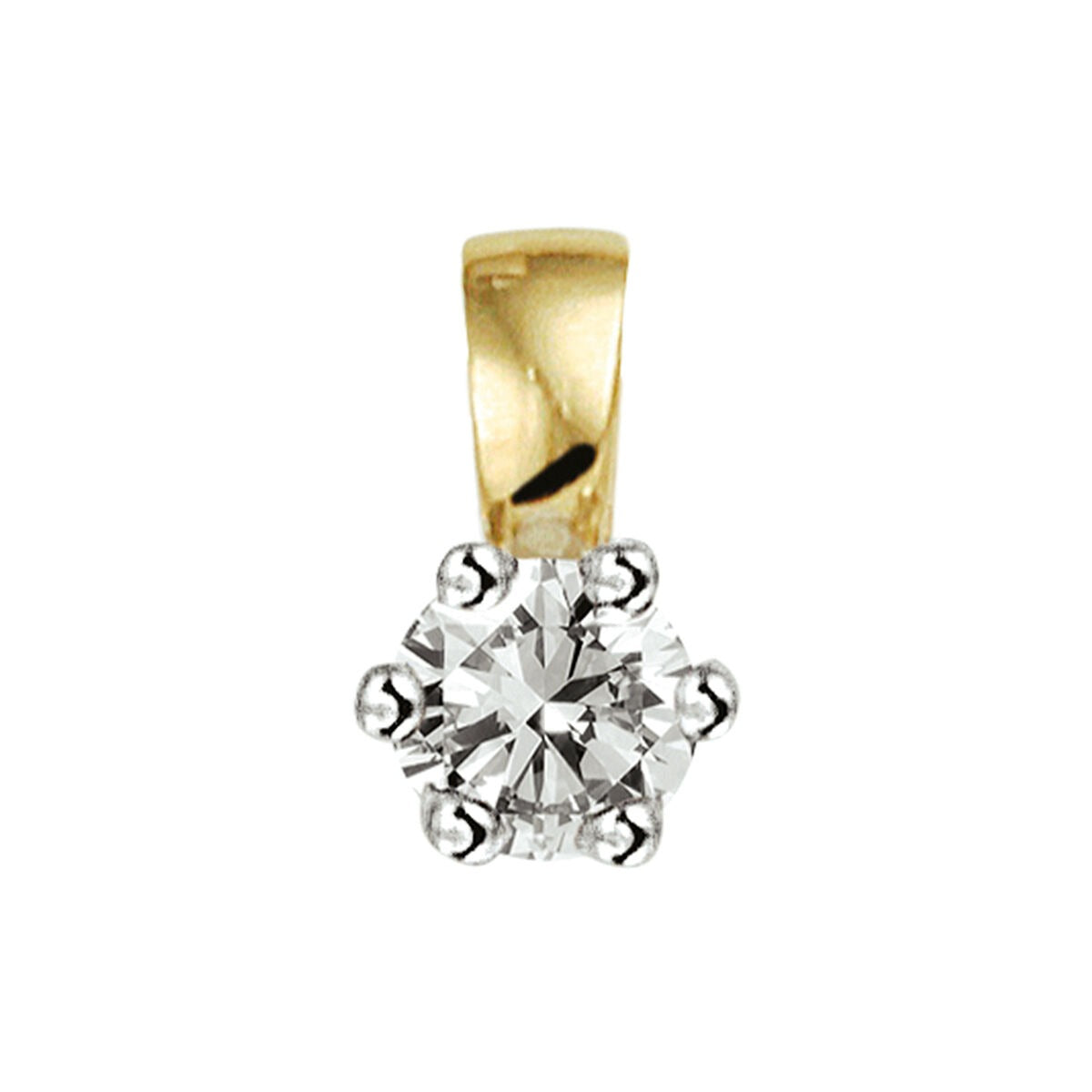 Bicolor Anhänger aus 14k Gelb- und Weißgold mit einem runden Diamanten in der Mitte