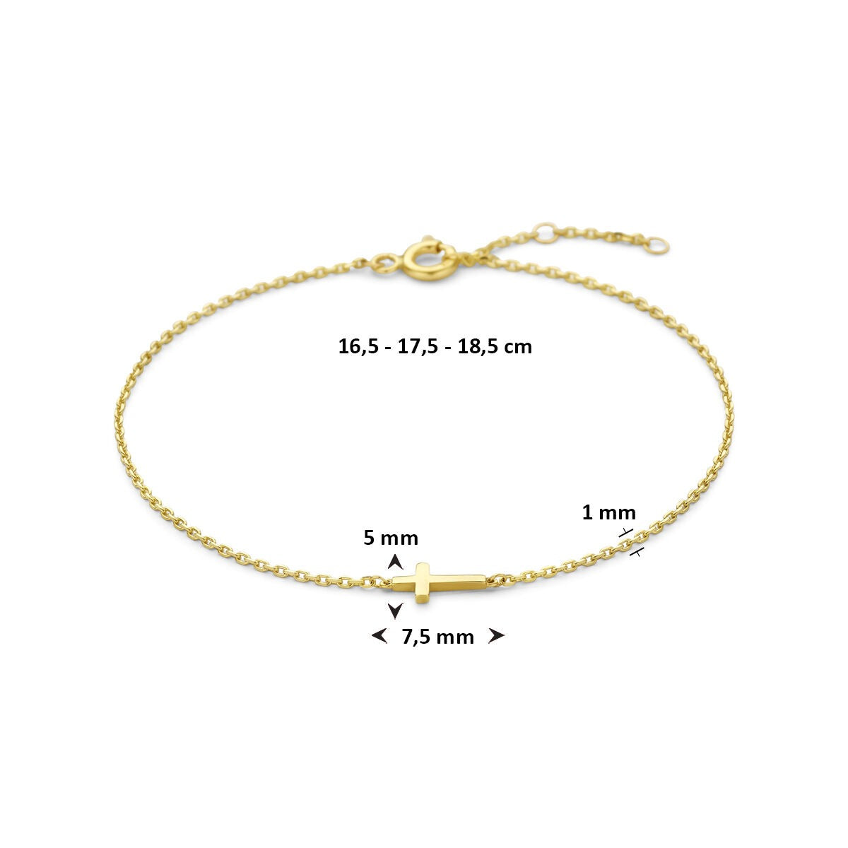 9k Geelgouden armband met kruis