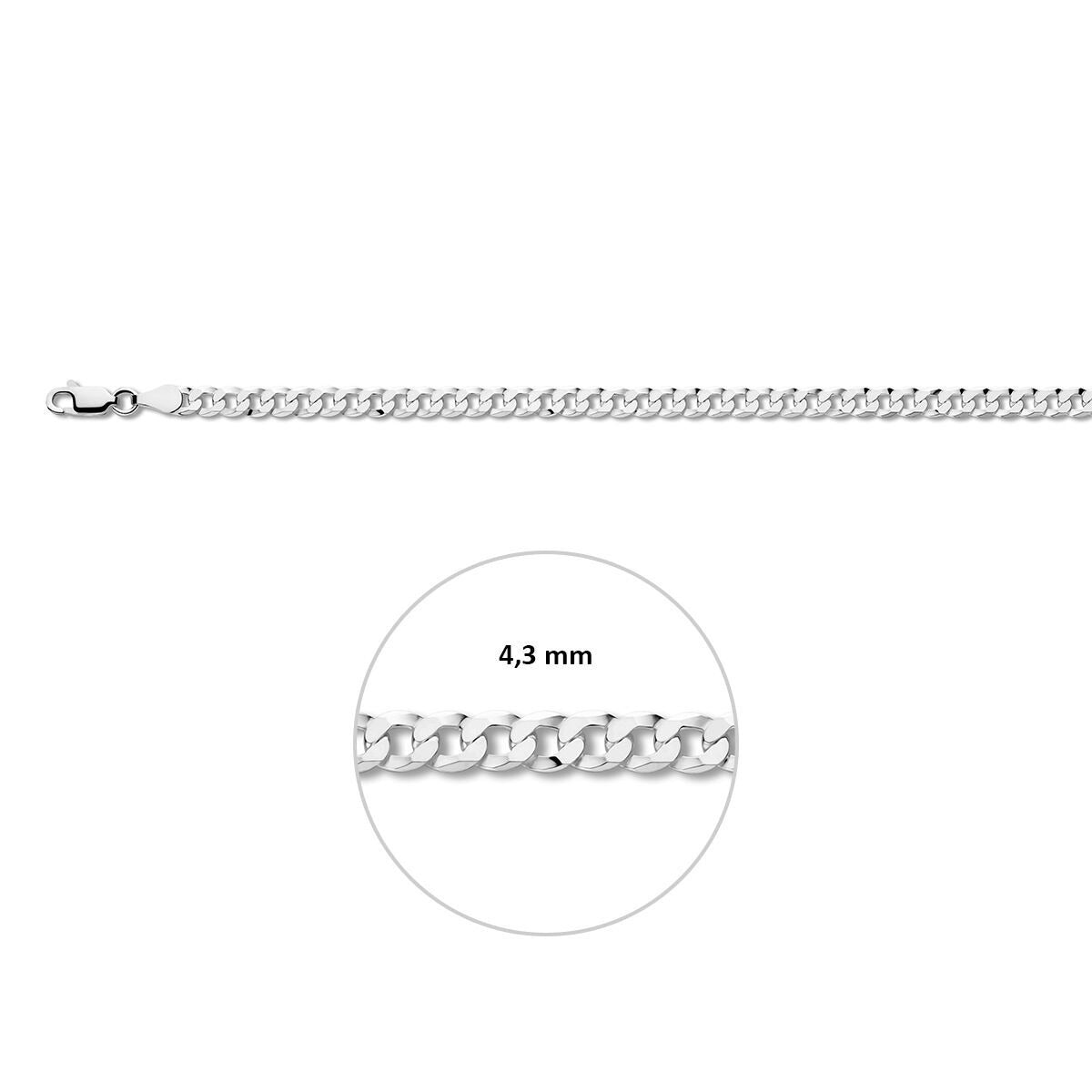 Gourmettkette 6-seitig geschliffen 4,3 mm Silber rhodiniert