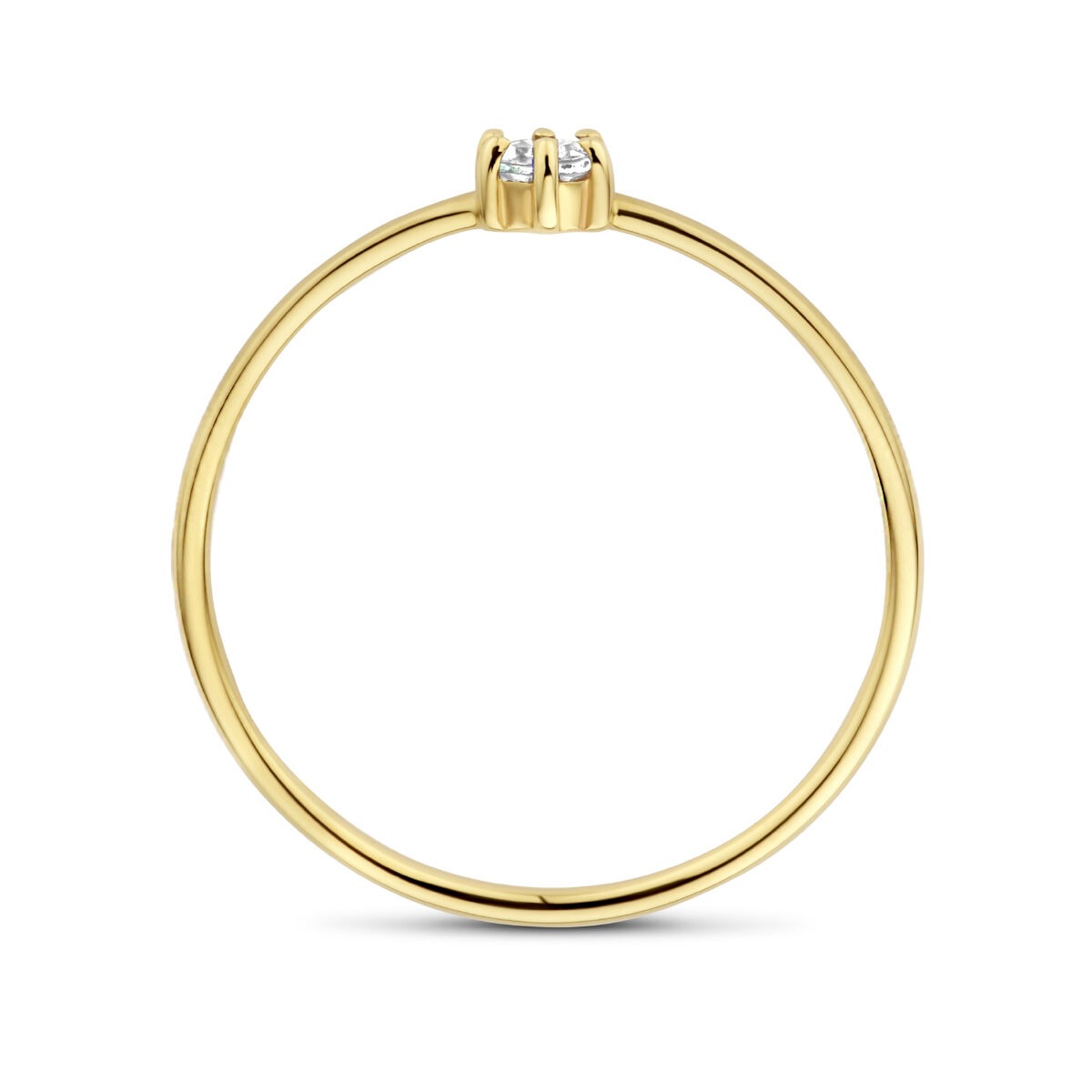 14k Gelbgoldring mit Aquamarin – Brillantschliff