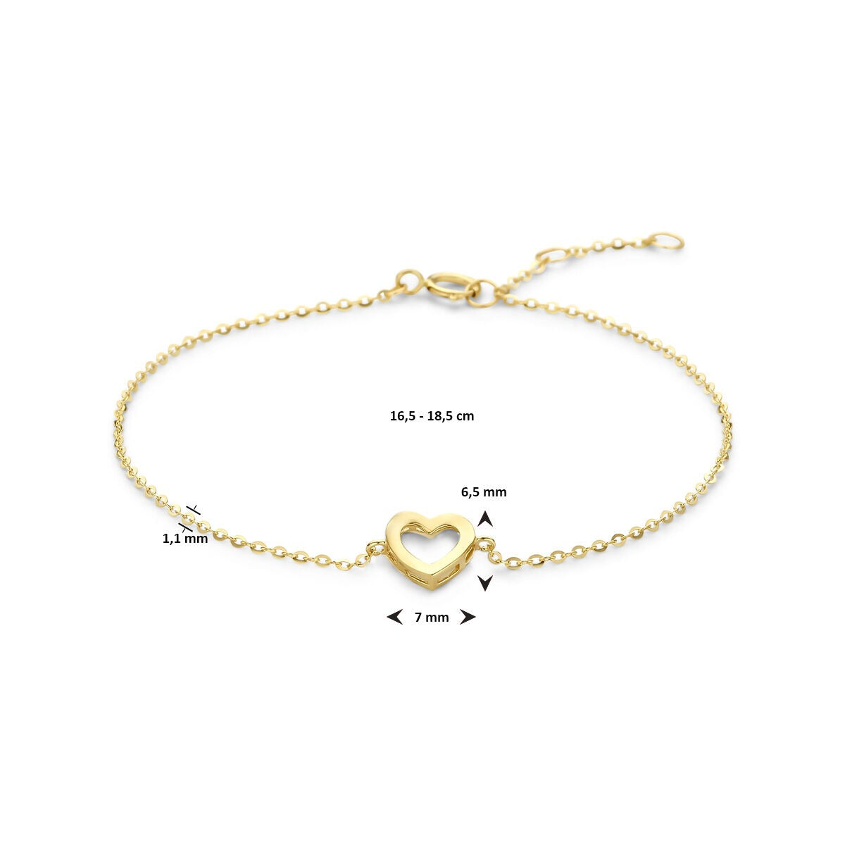 9k Geelgouden armband met hartje