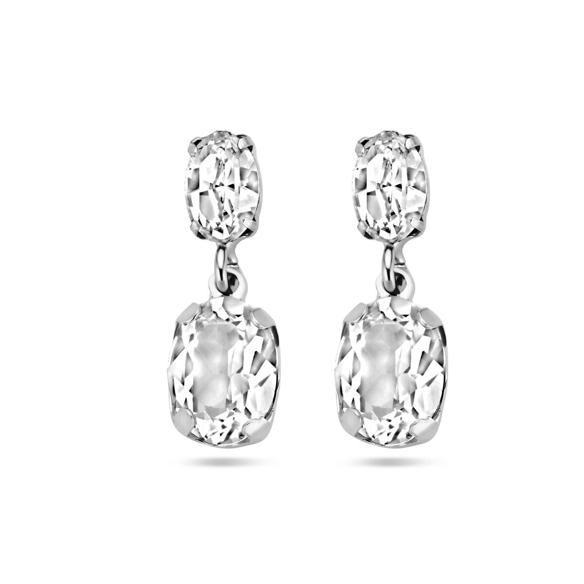 Gerhodineerde silberne Ohrringe mit Swarovski-Kristall in ovaler Form und klarer Farbe