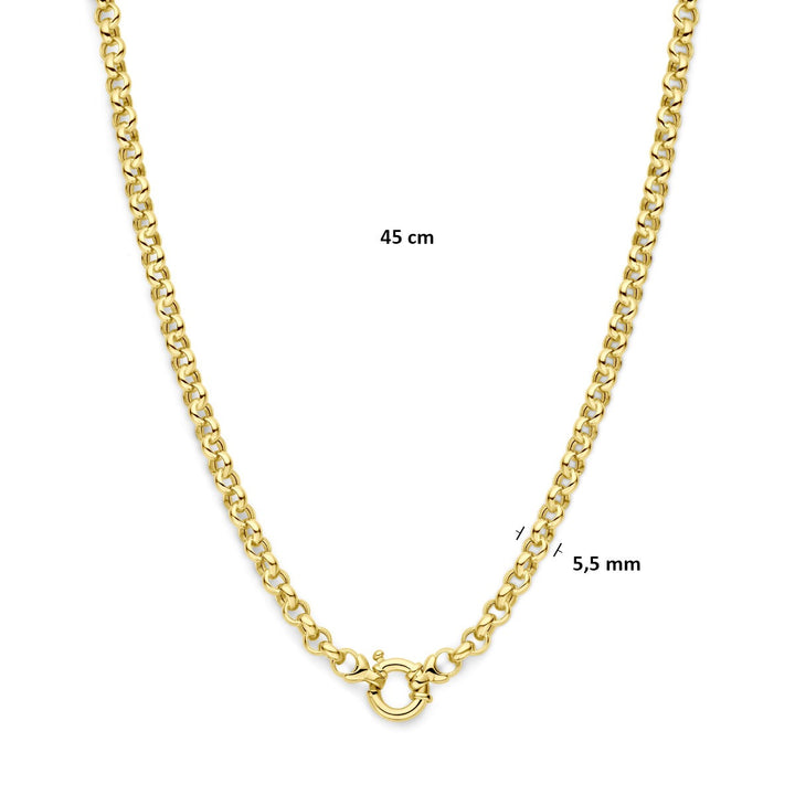 Halskette Jasseron 5,5 mm 45 cm mit großem Karabinerverschluss 14K Gelbgold