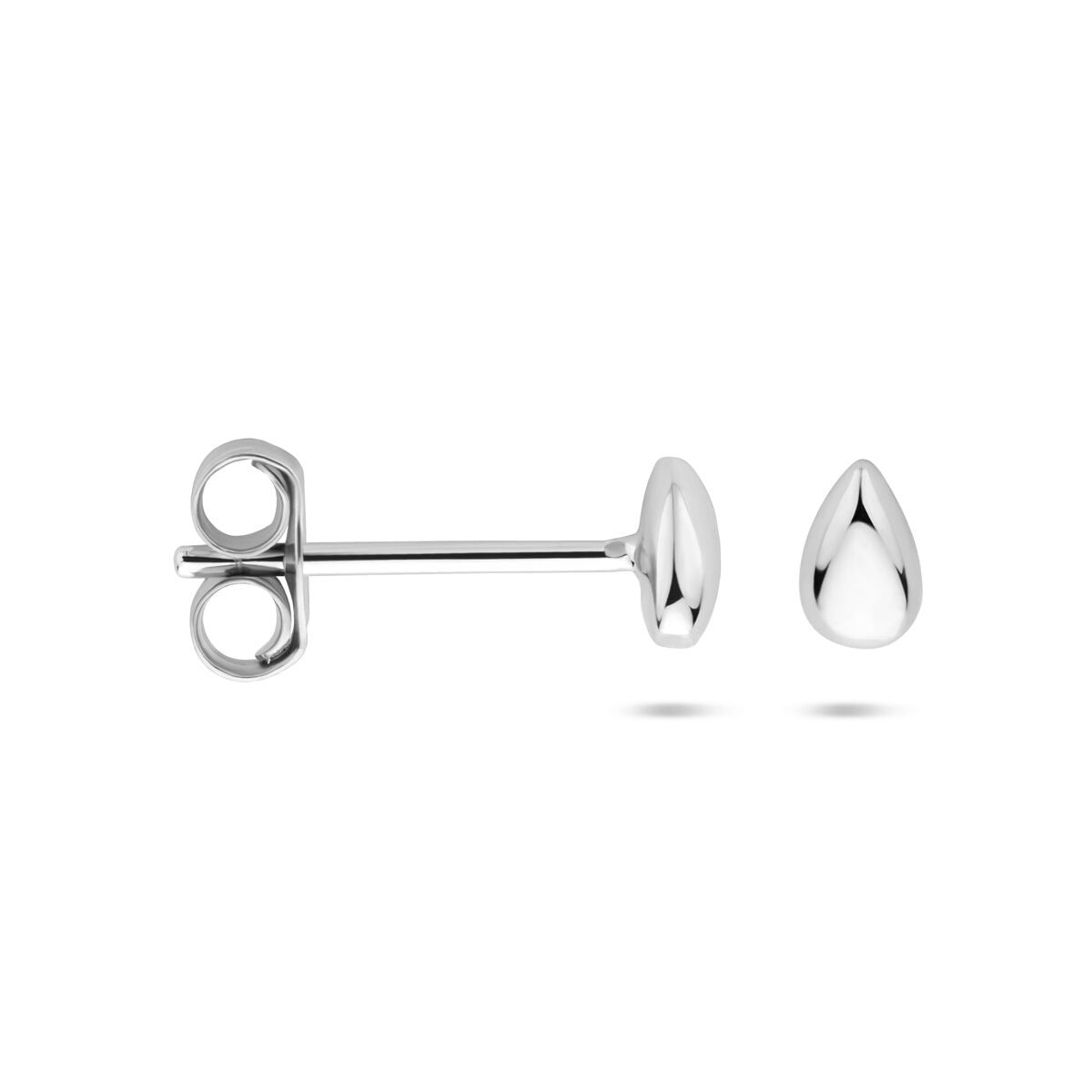 Silberne Ohrstecker Damen – rhodiniertes tropfenförmiges Design