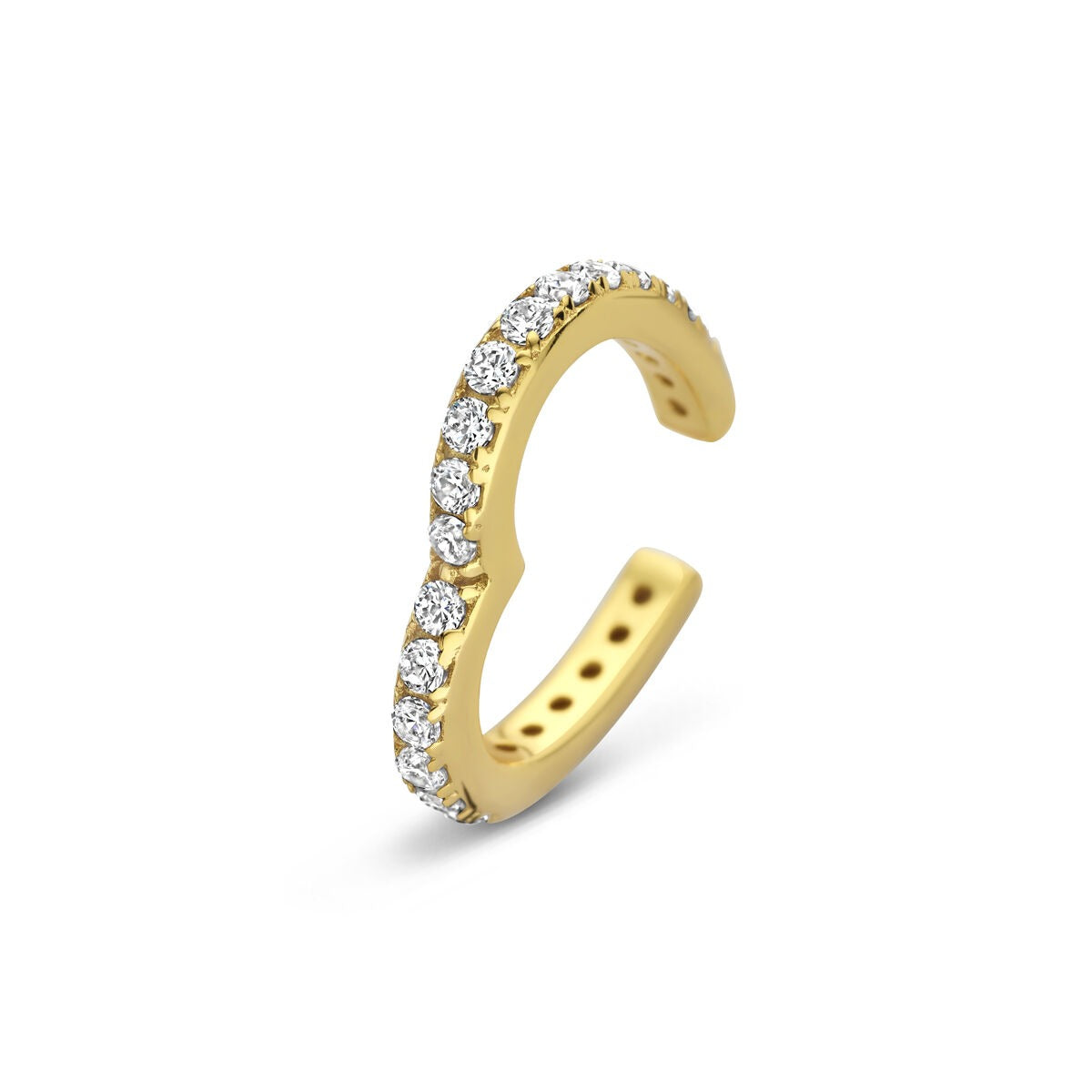 Vergoldeter Silber-Ear Cuff in Herzform mit Zirkonia-Steinen