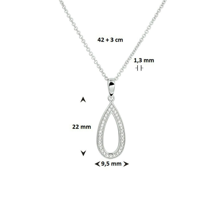 Halskette Zirkonia 42 + 3 cm Silber rhodiniert