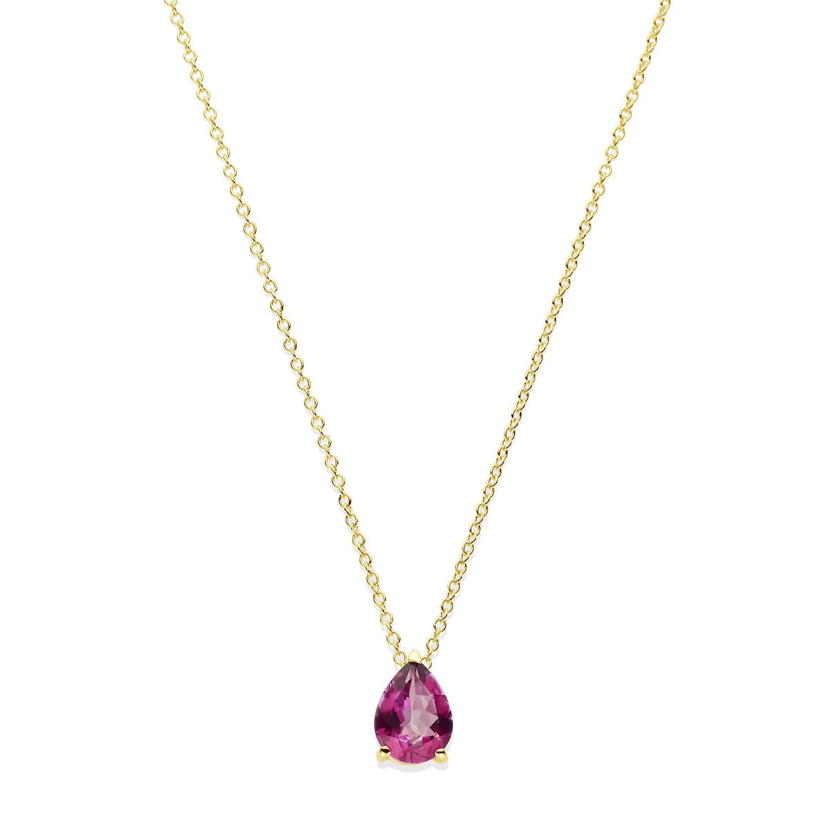 Halskette aus 14k Gelbgold mit tropfenförmigem rosa Topas