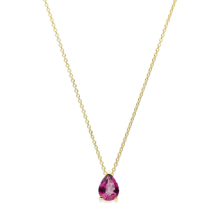 Halskette mit rosa Topas, 42 – 44 cm, 14 Karat Gelbgold