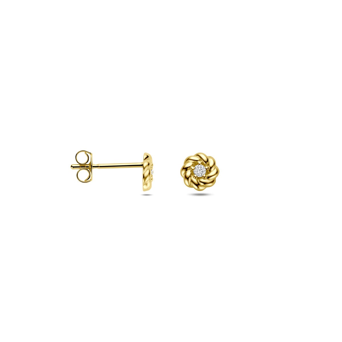 14K Gelbgold Damen-Ohrstecker mit Zirkonia – 5 mm