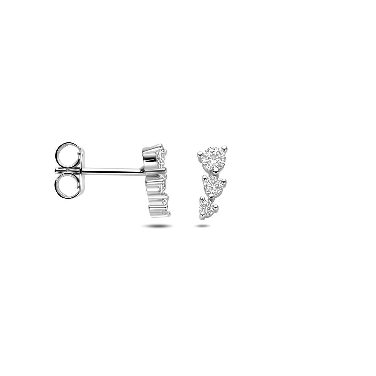 Rhodinierte 925er Silberohrstecker mit Zirkonia