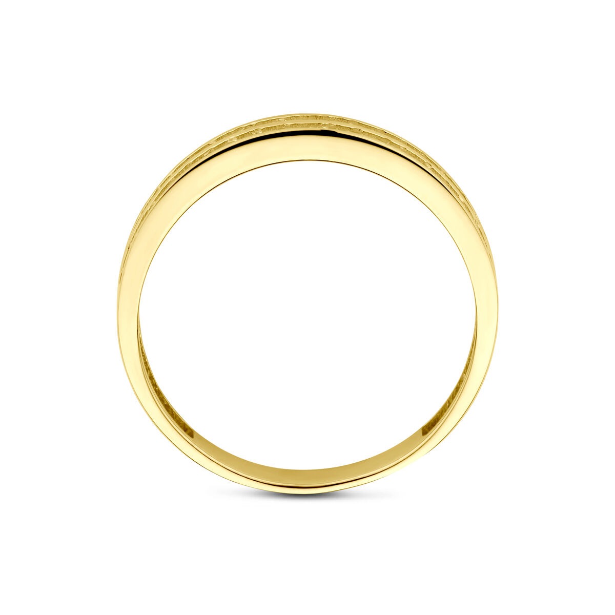 14 Karat Gelbgoldring mit Zirkonia – Alliance-Pavéfassung, 3,5 mm breit