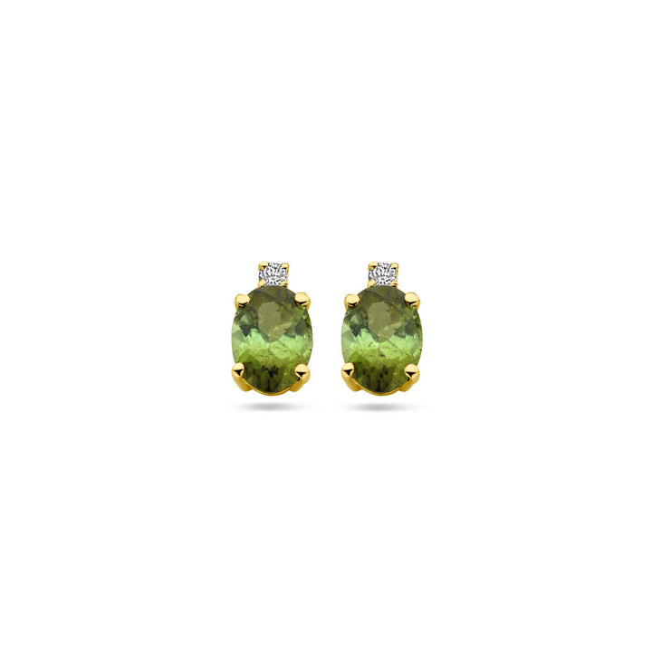 Ohrstecker Turmalin und Diamant 0,04 ct (2x 0,02 ct) h si 14K Gelbgold