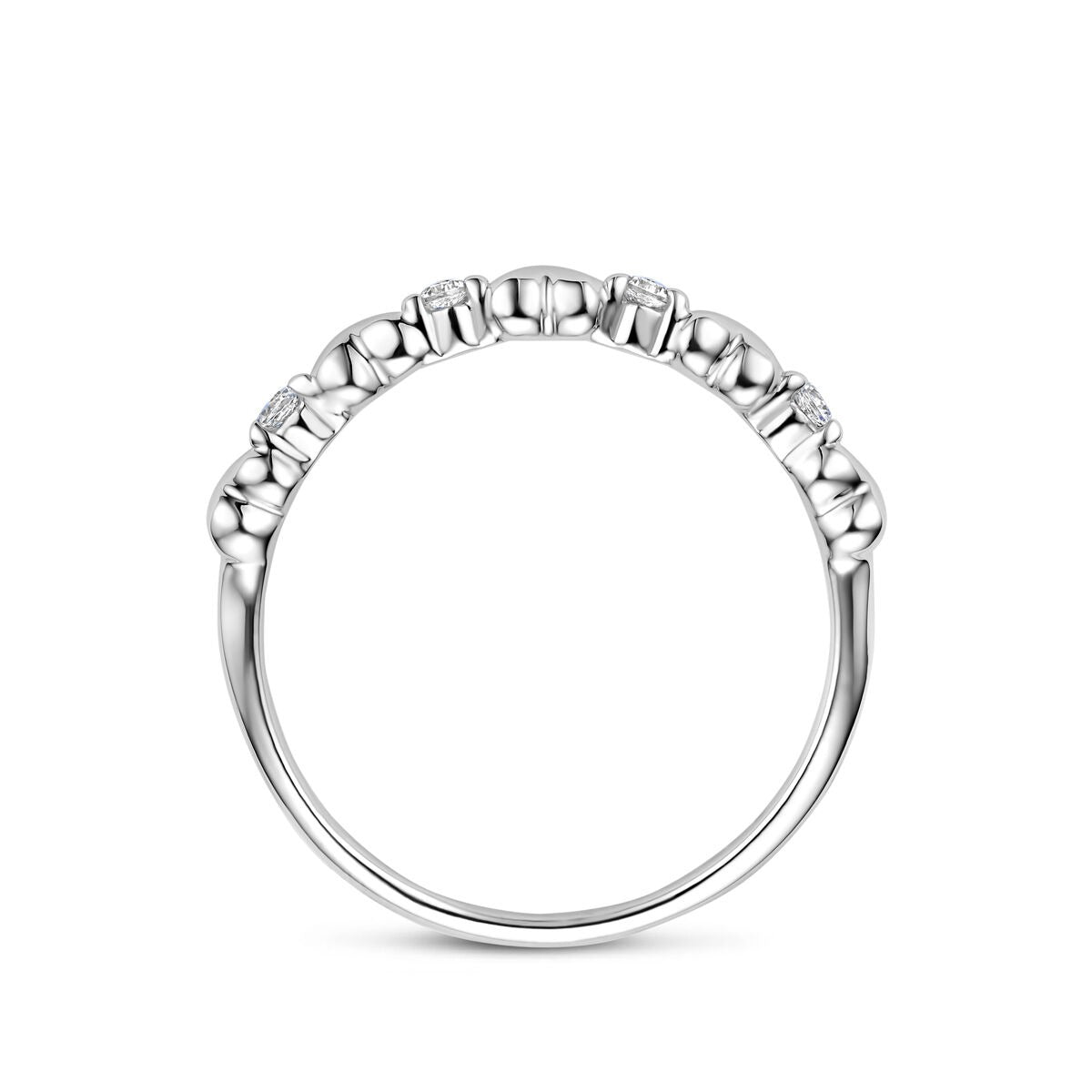 Rhodinierter 925er Silberring mit Herzen und Zirkonia