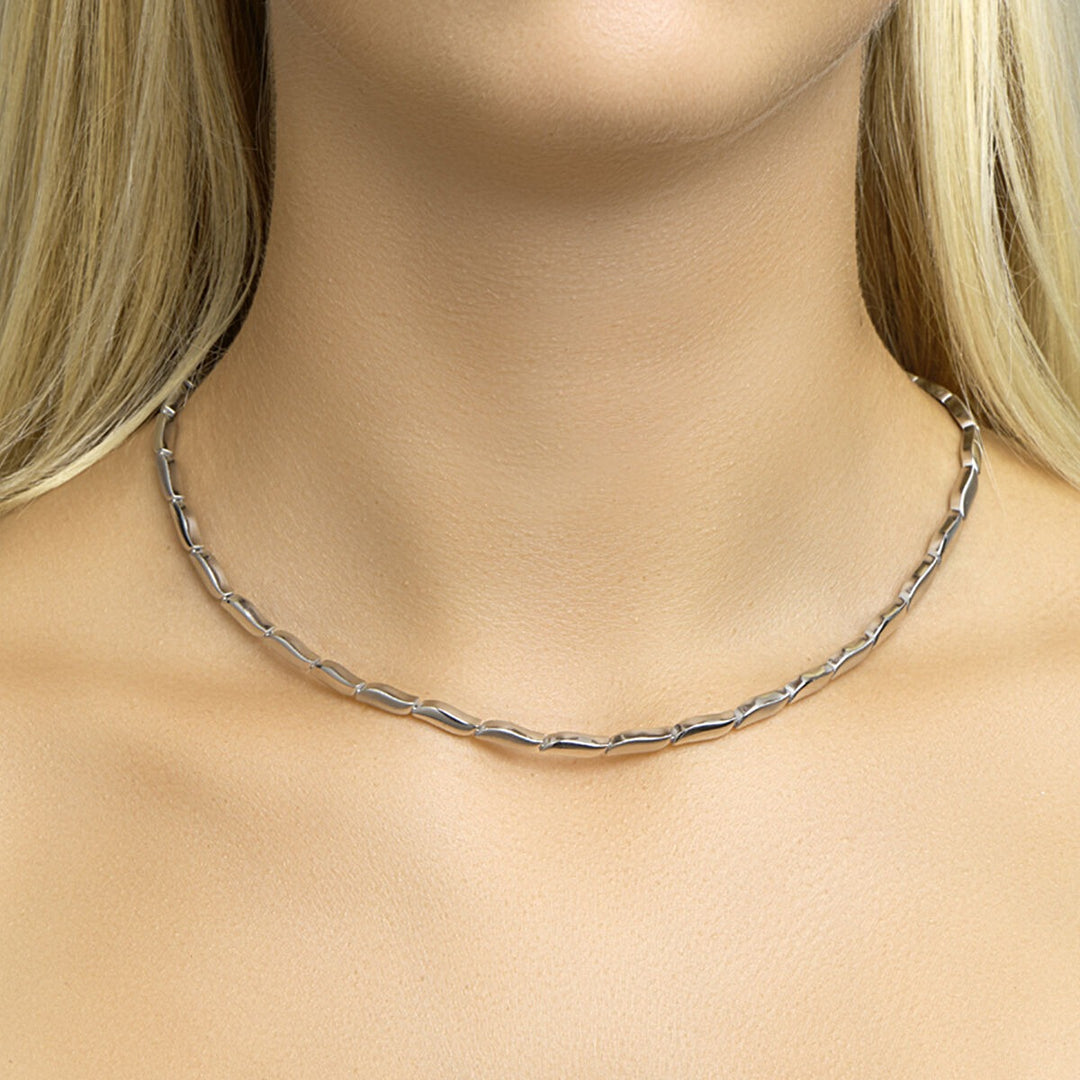 Halskette poliert/matt 4,3 mm 45 cm Silber rhodiniert