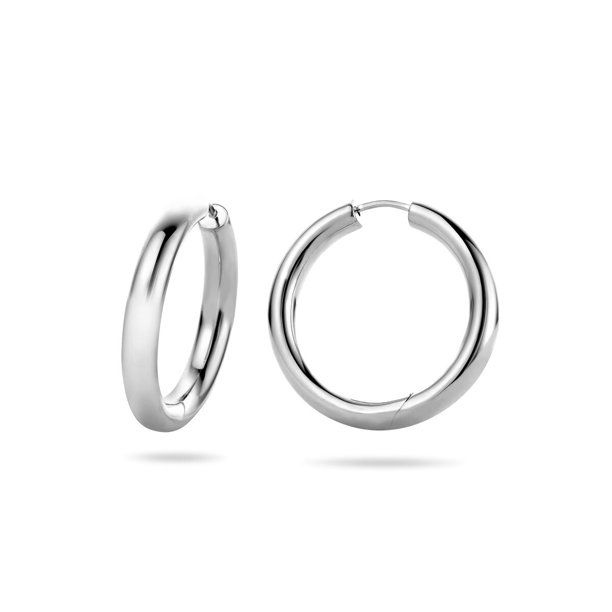 Klappcreolen für Damen aus rhodiniertem 925er Silber 28x4 mm