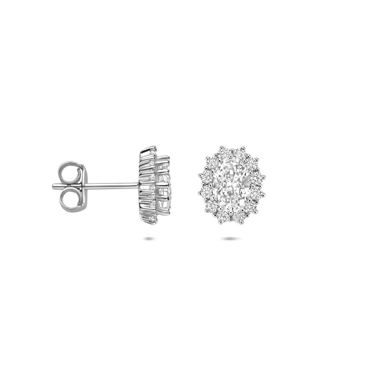 Silberohrstecker mit Zirkonia – rhodiniertes 925er Silber