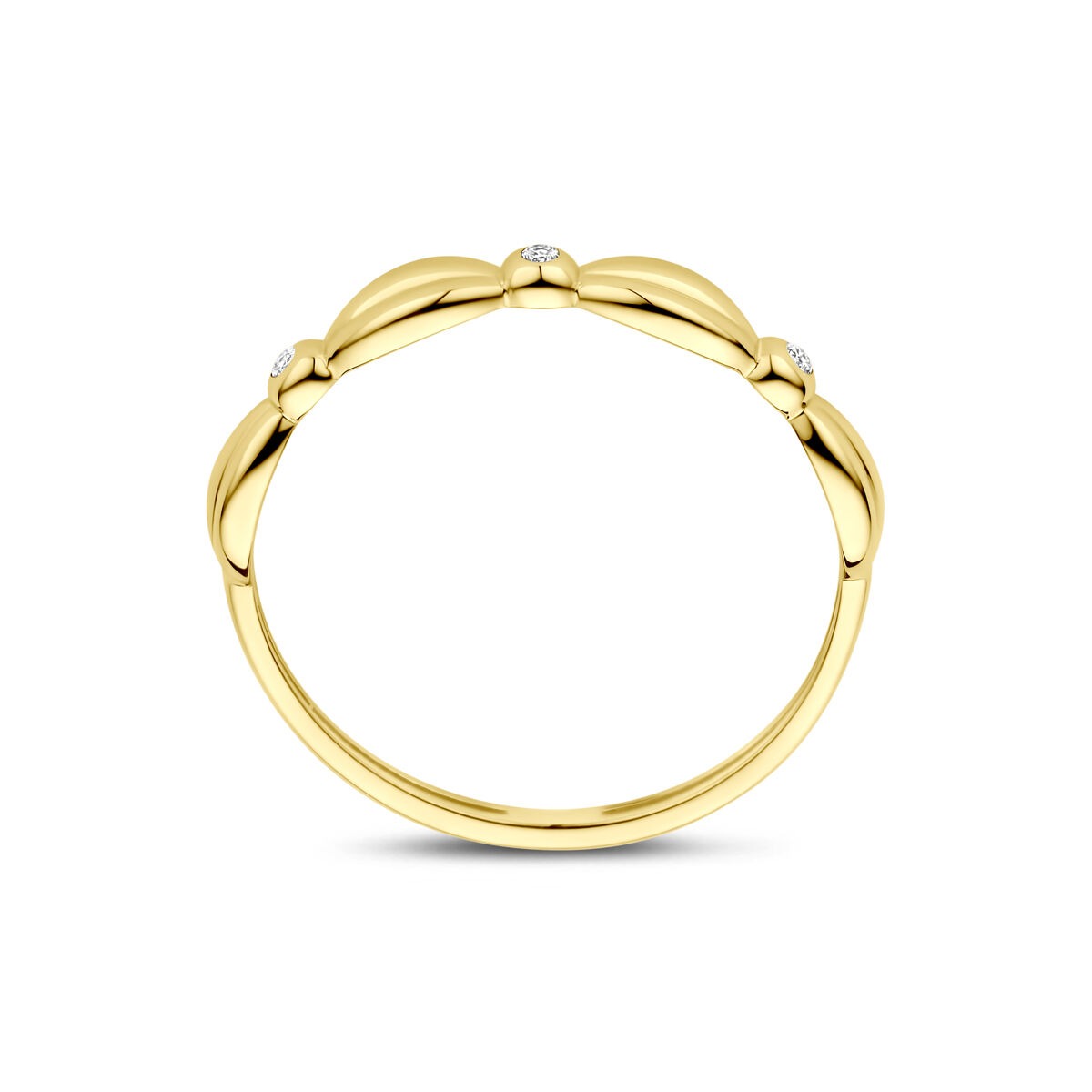 Goldener Damenring mit Zirkonia – 14 Karat Gelbgold