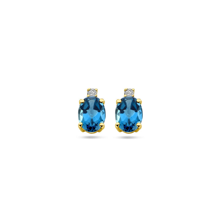 Ohrstecker London Blue Topas und Diamant 0,04 ct (2x 0,02 ct) H SI 14 K Gelbgold