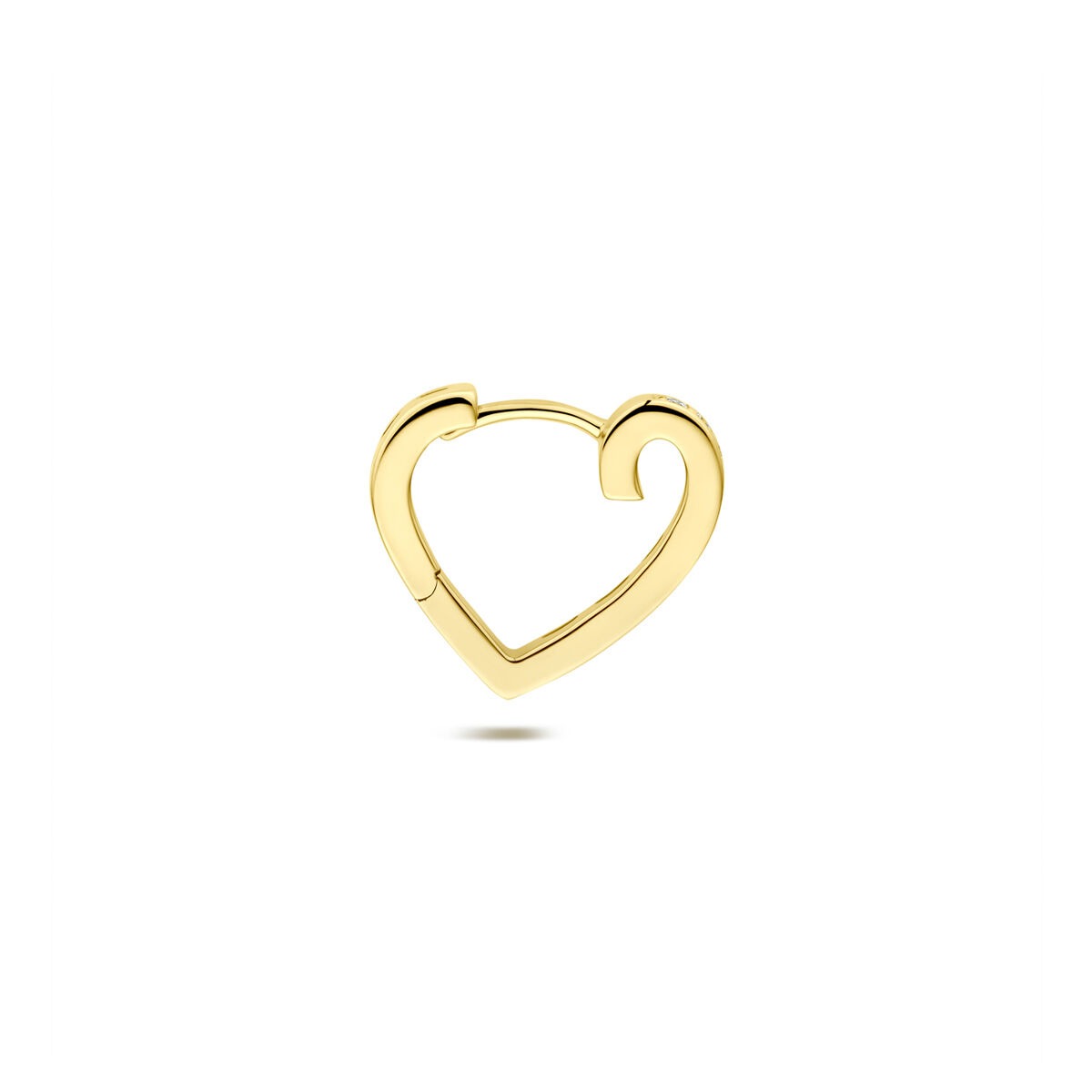 14k Gelbgold-Creole mit Herz und Diamant