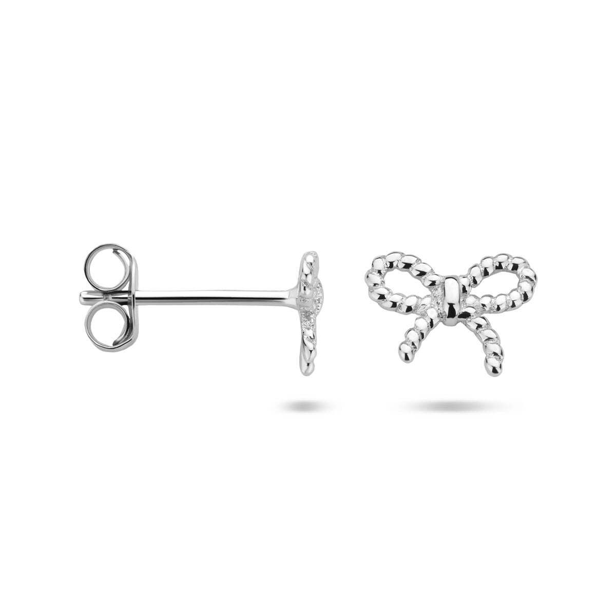 Ohrstecker Schleife Silber – rhodiniert 925er Silber, 6.5 x 8 mm