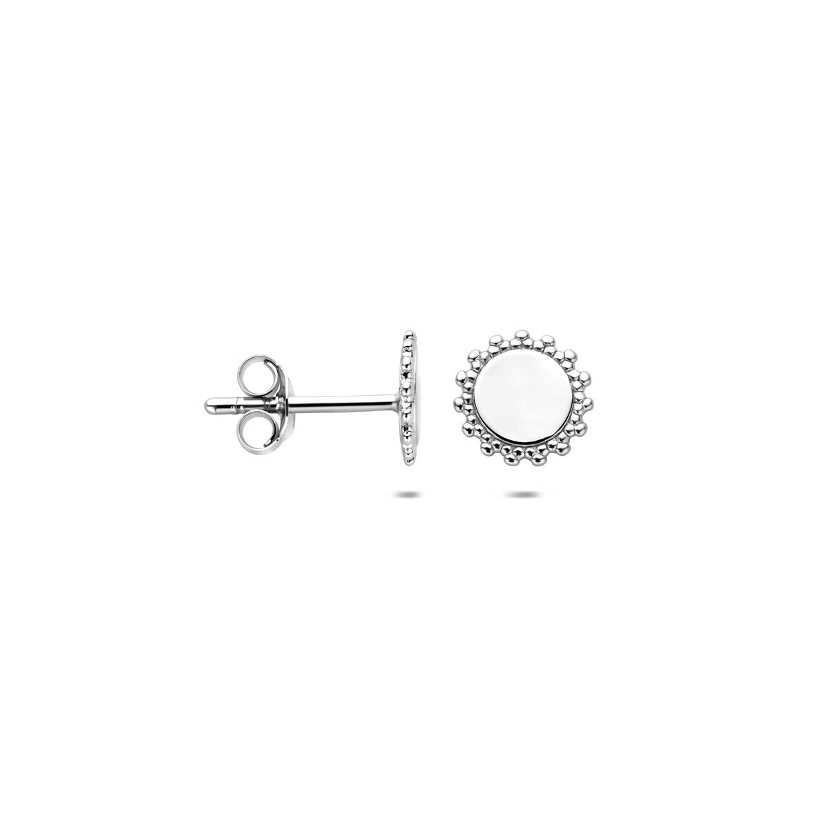 Silberne Ohrstecker rund rhodiniert 7,5 mm