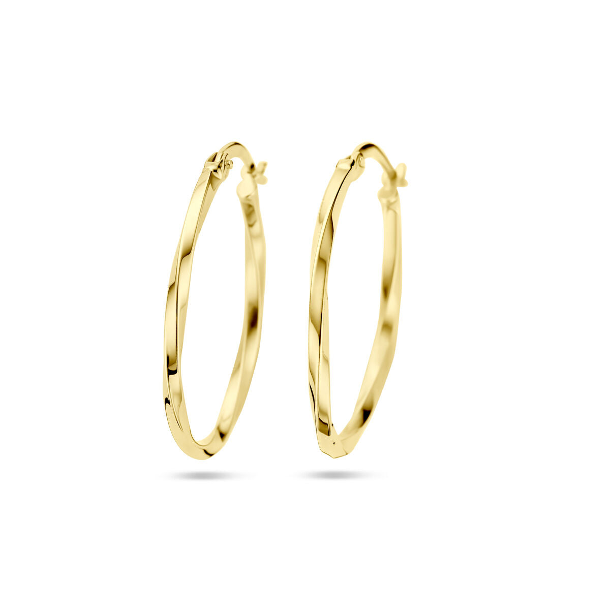 Gedrehte Ohrhänger aus 14 Karat Gelbgold mit einem Durchmesser von 28 mm