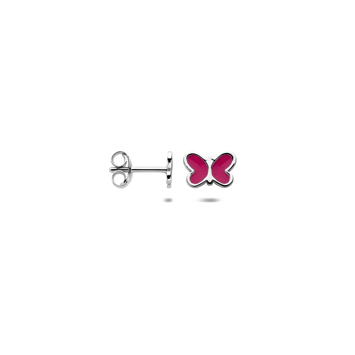Silberne Kinder-Ohrstecker Schmetterling – rhodiniertes 925er Silber 5 mm