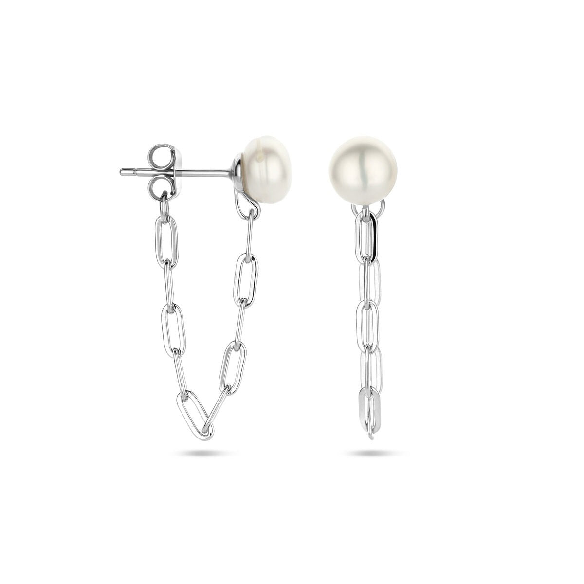 Ohrstecker Perle 6,5 mm Silber rhodiniert