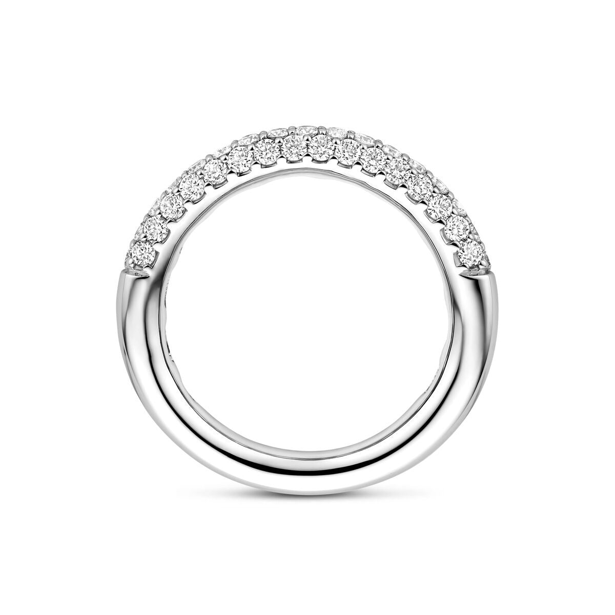 14k Weißgoldring mit Pavé-Diamanten