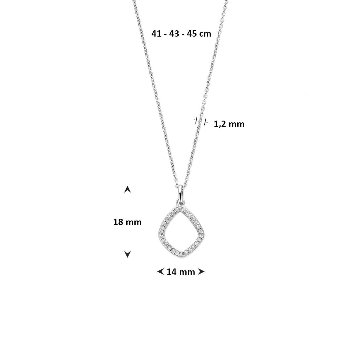 Silberkette mit rautenförmigem Zirkonia-Anhänger 41 - 43 - 45 cm