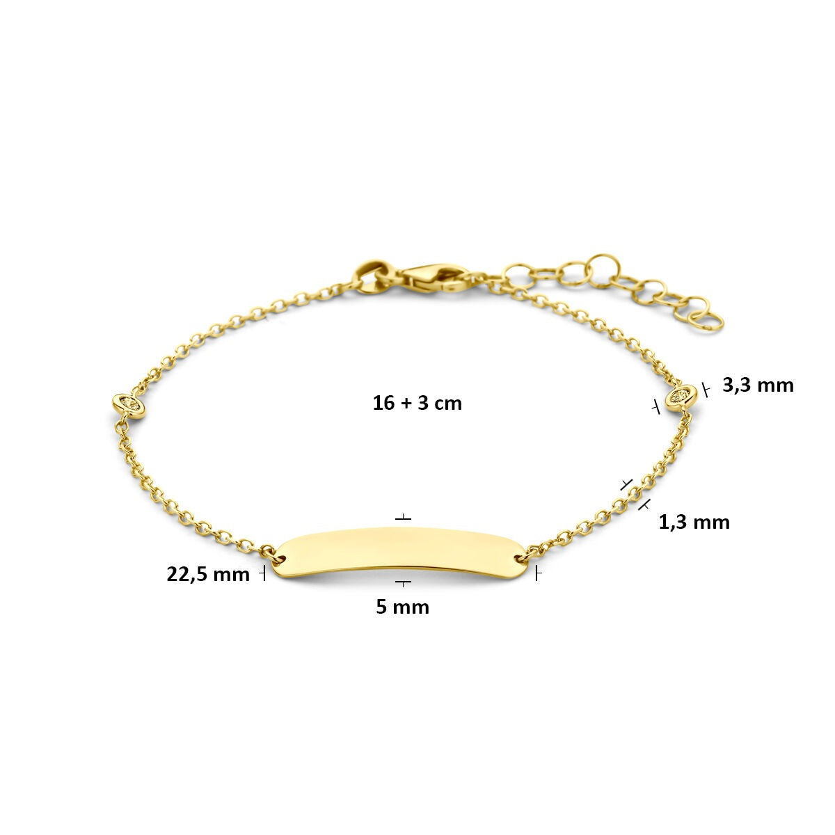 14 Karat Gelbgold Gravurarmband mit im Labor hergestelltem Diamanten