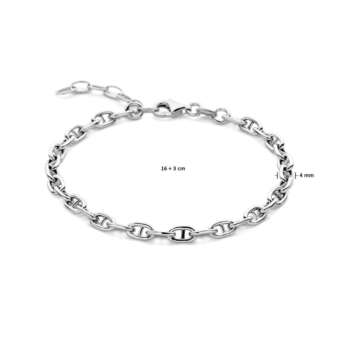 Armband Marine Rundrohr 4,0 mm 16 + 3 cm Silber rhodiniert