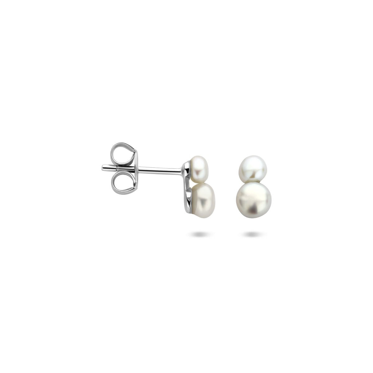 Rhodinierte Ohrstecker aus 925er Silber mit Perle
