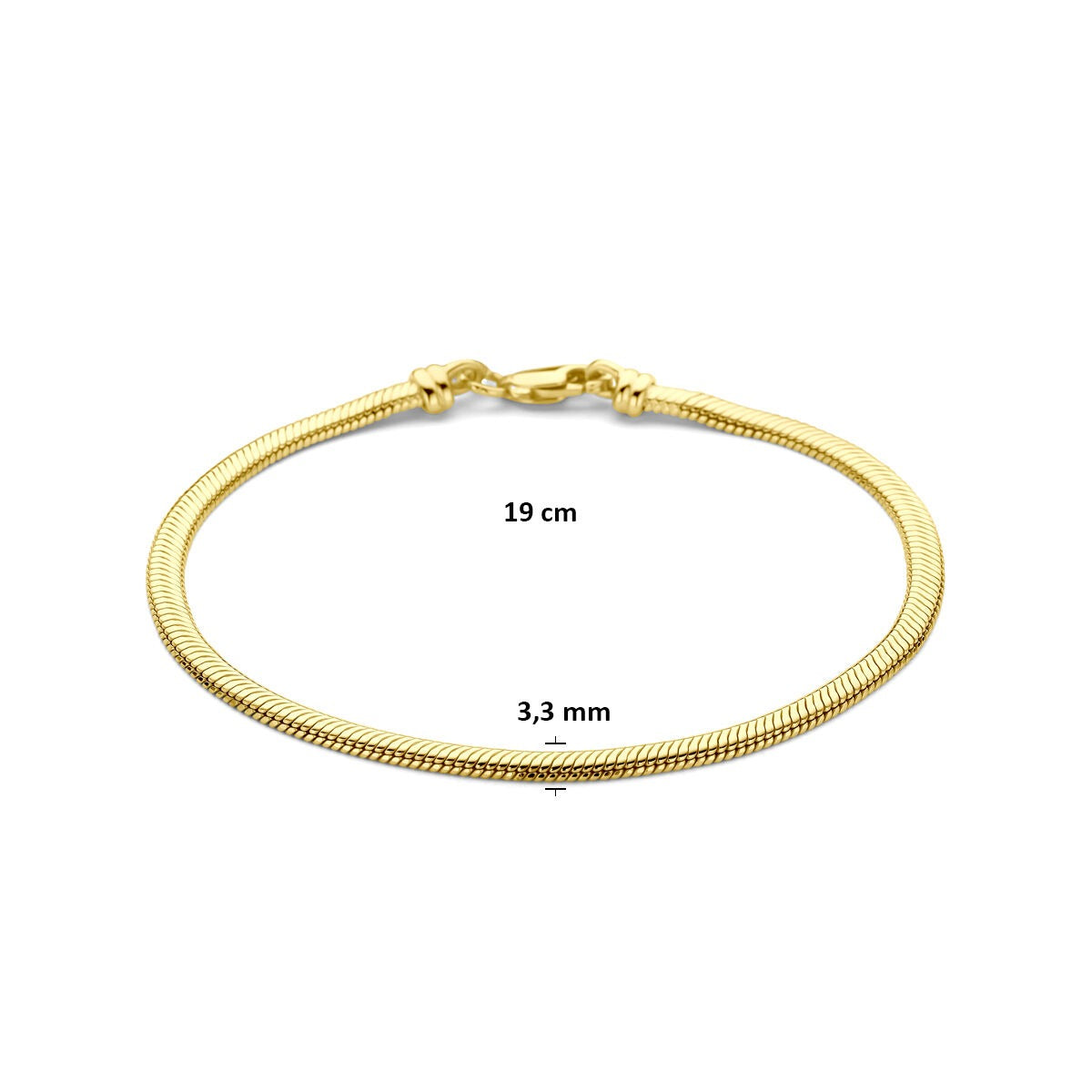 Schlangenarmband aus 9 Karat Gelbgold mit Silberkern