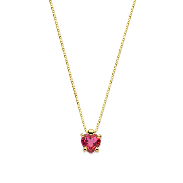 Halskette Herz rosa Topas 40 - 42 - 44 cm 14K Gelbgold