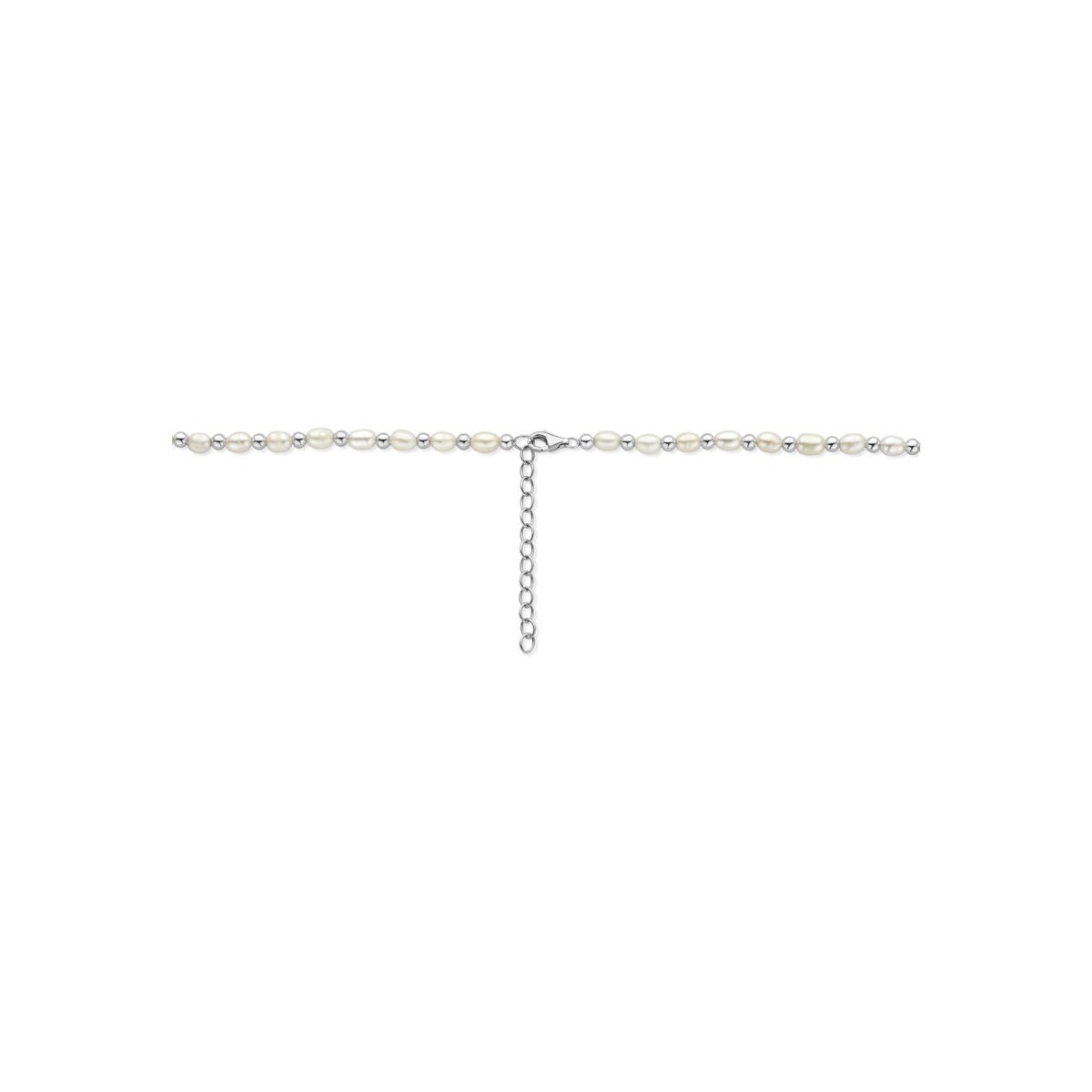 Rhodiniertes 925er Silbercollier mit Perlen