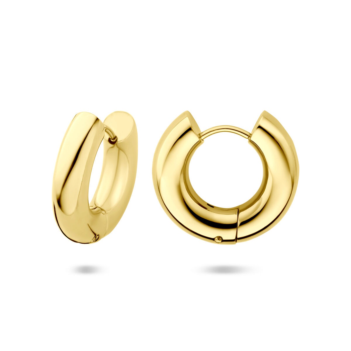 Goldfarbene Klappcreolen aus Stahl 20x5mm