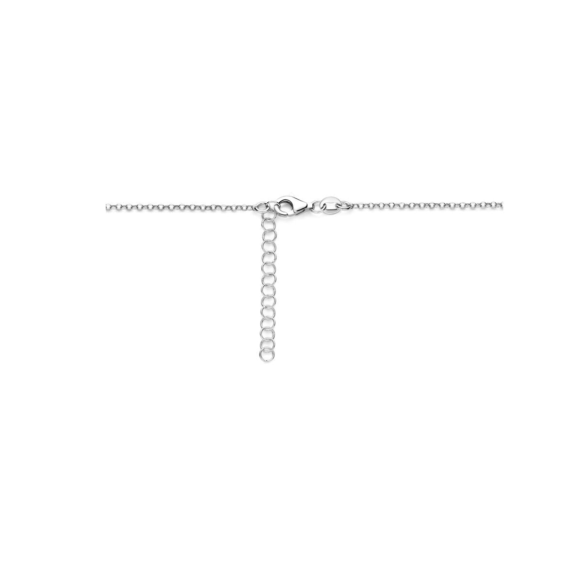 Silberne Halskette für Damen mit Tropfenanhänger – rhodiniert 925 41 + 4 cm