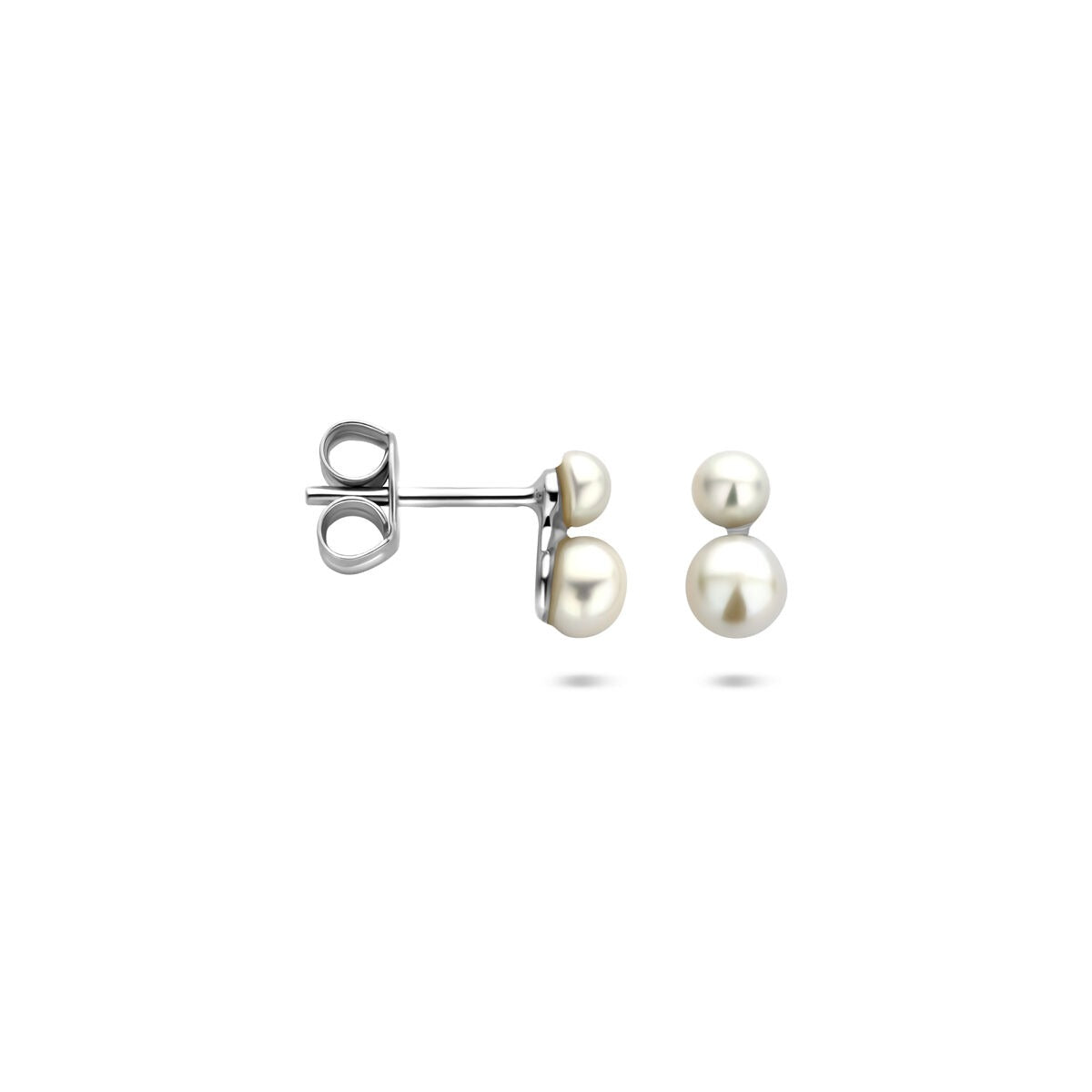 Rhodinierte Ohrstecker aus 925er Silber mit Perle