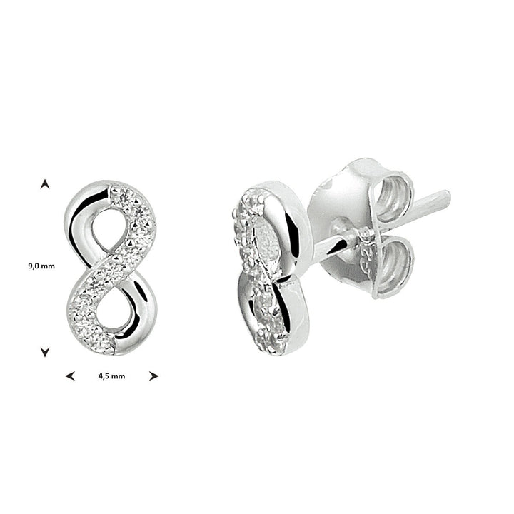 Gerhodineerde 925 zilveren infinity oorknoppen met zirkonia