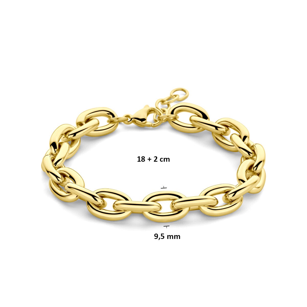 Goldfarbenes Ankerarmband aus Stahl, 18–20 cm