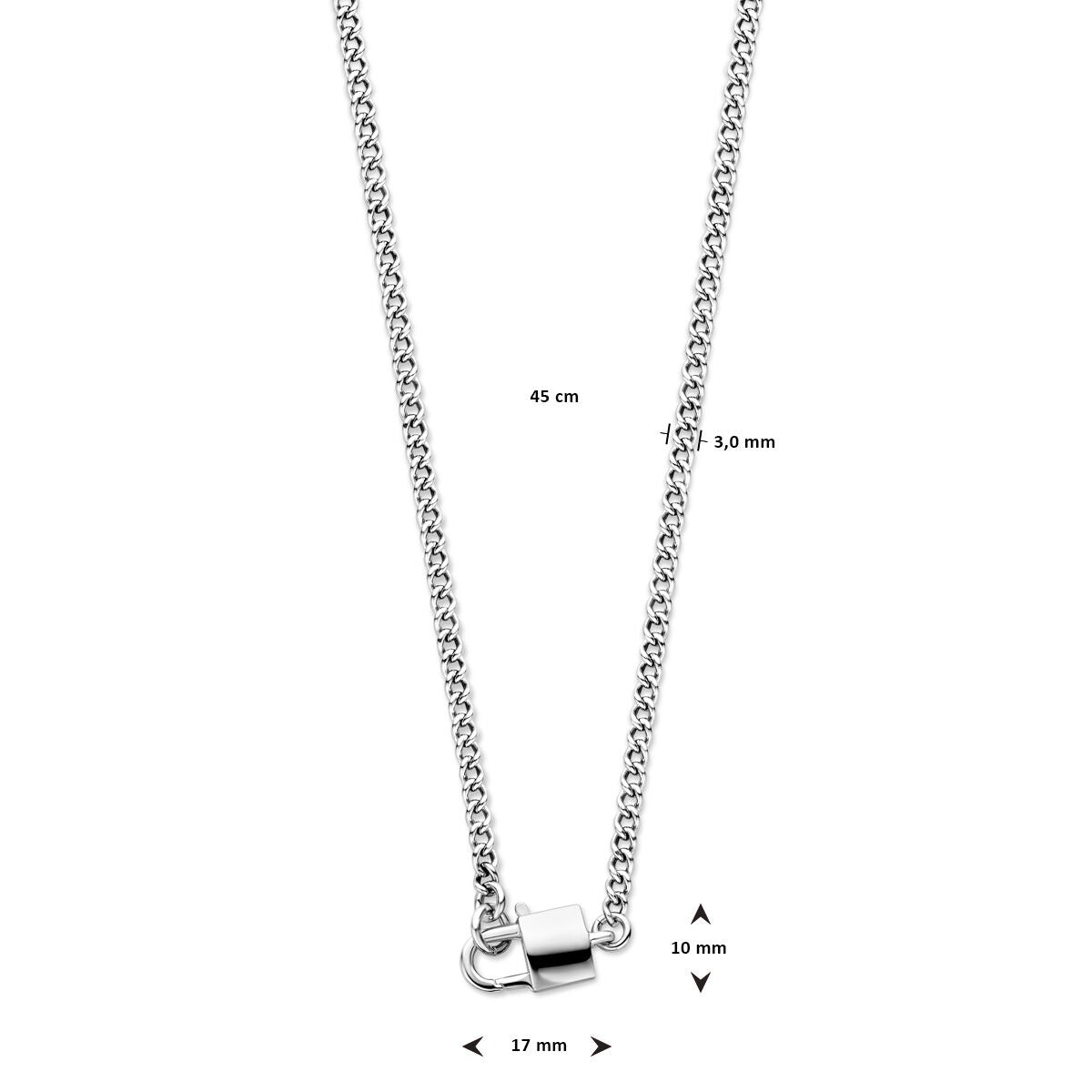 Silberne Damenhalskette – rhodiniertes Collier mit Schloss-Anhänger
