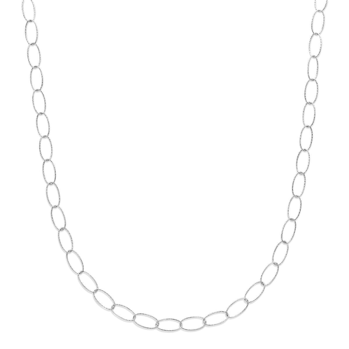 Halskette aus rhodiniertem Silber mit Ankerkettengliedern, 6,4 mm breit und 45 cm lang