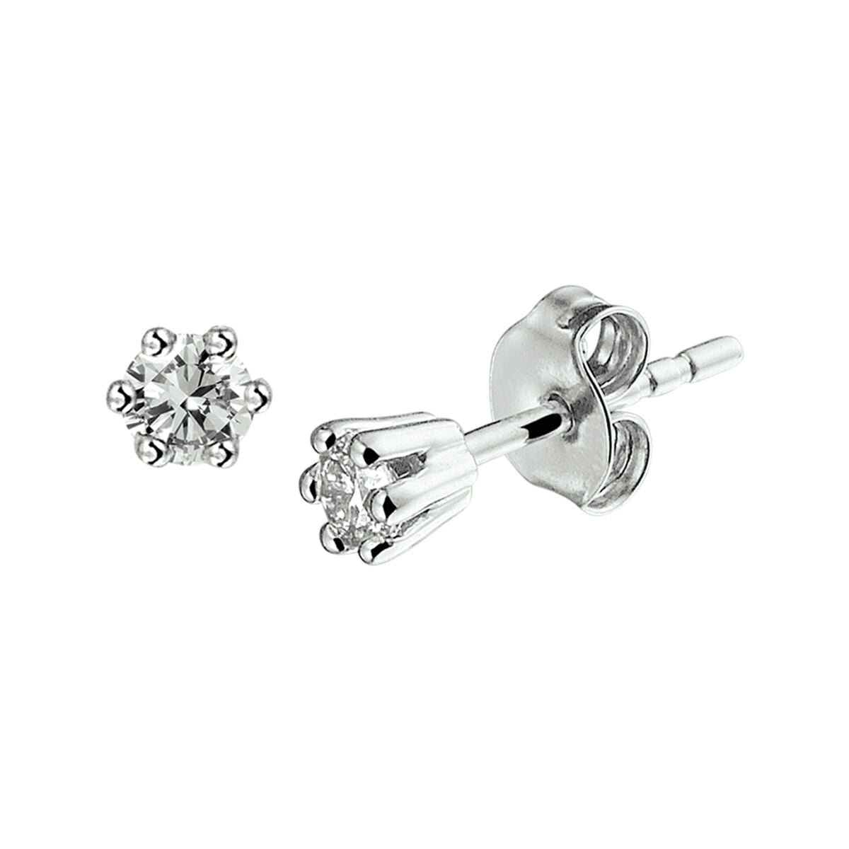 14k Weißgold Ohrstecker mit brillantgeschliffenem Diamanten 0,10 ct