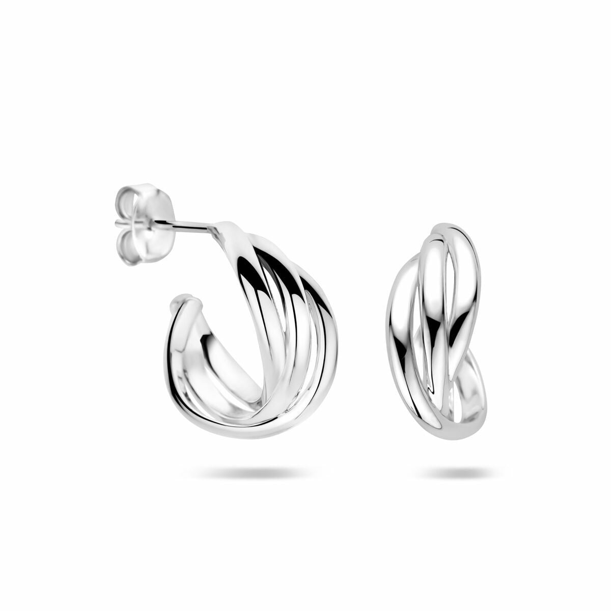 Gedrehte Ohrstecker aus Silber – rhodiniertes 925er Silber, 16 x 6.5 mm
