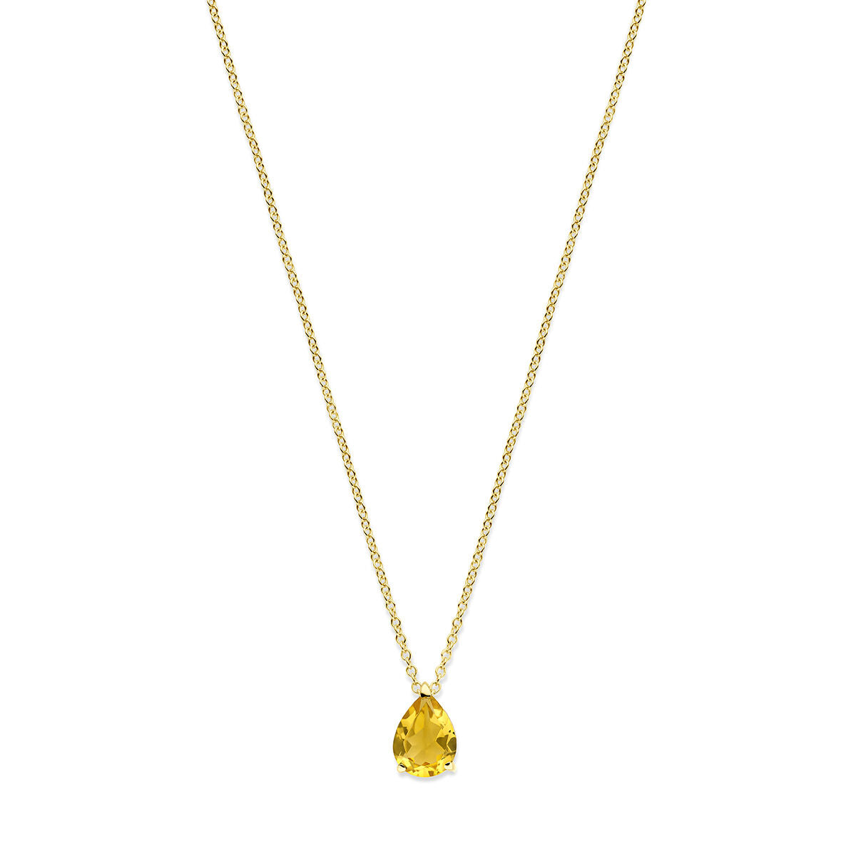 14k Gelbgoldkette mit tropfenförmigem Citrinanhänger