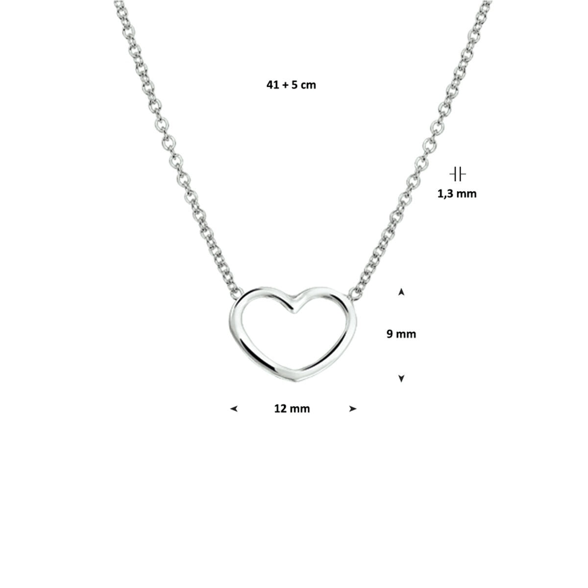 Halskette Herz 41 + 5 cm Silber rhodiniert