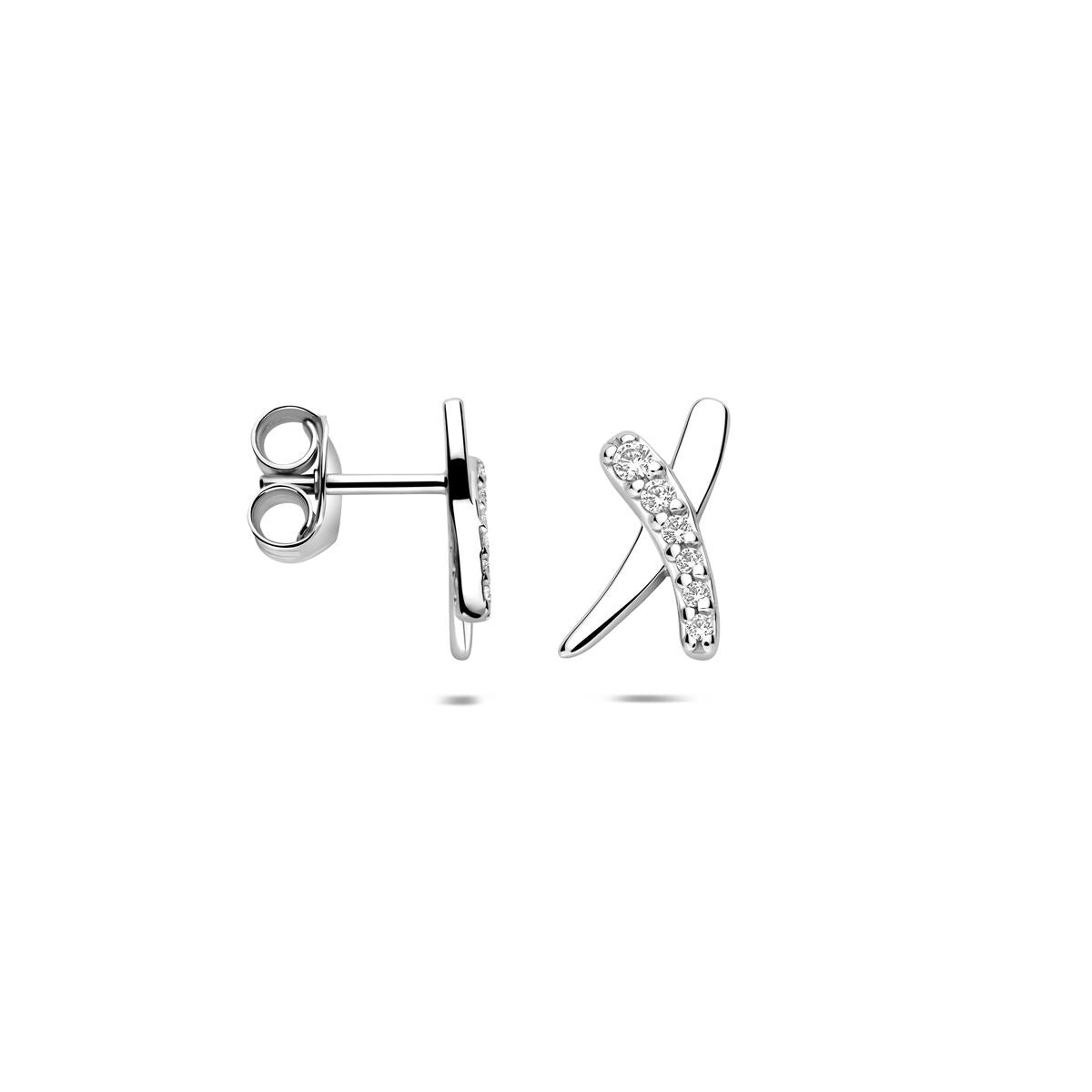 Silberne Ohrstecker mit Zirkonia für Damen – Pavé-Fassung