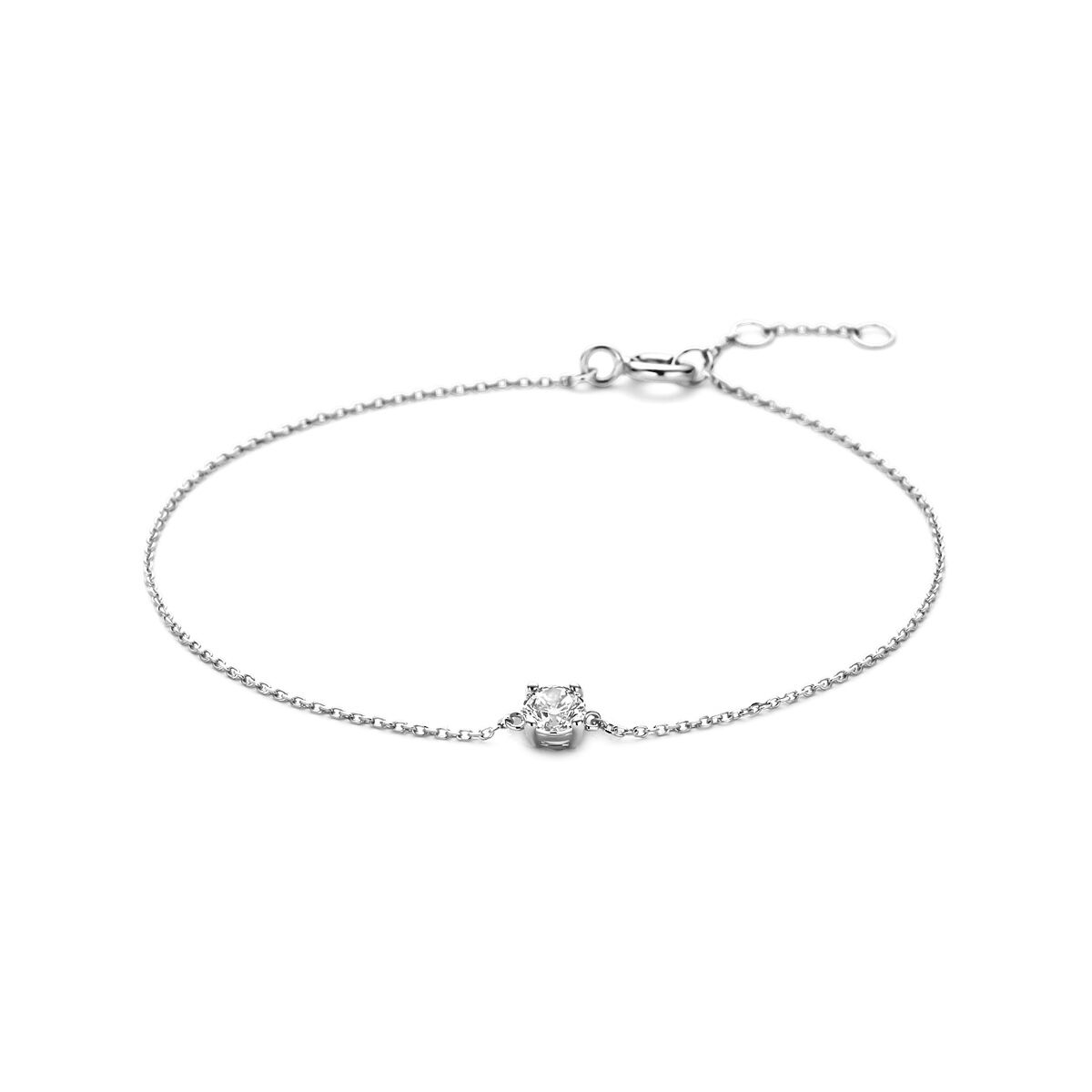 14k Armband aus Weißgold mit Zirkonia und Anker-Schließe